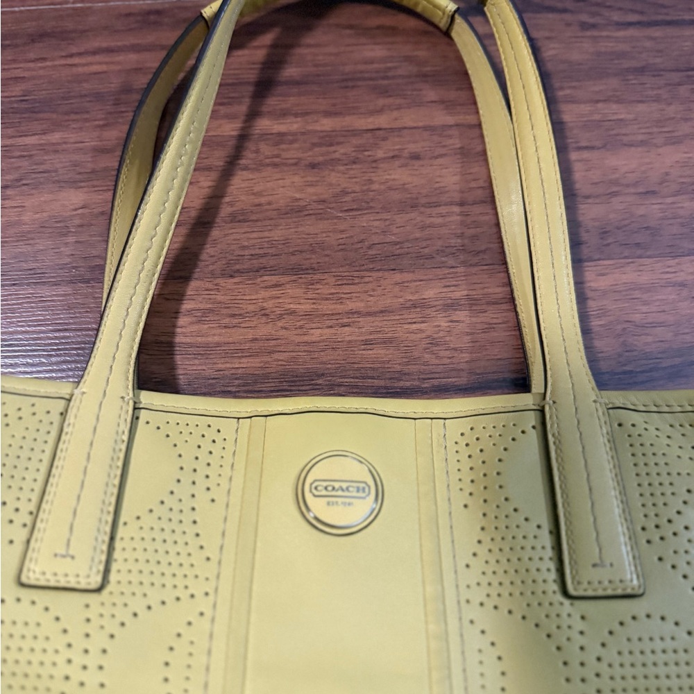 Coach Mustard Yellow Perforated Tote